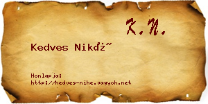Kedves Niké névjegykártya